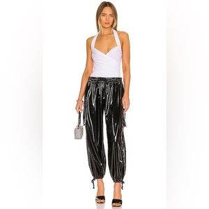 NWT NORMA KAMALI Oversized Boyfriend Cargo Sweatpant/ Jogger in Patent Leather